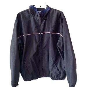 PERRY ELLIS Men’s Mesh Lined Black Striped Windbreaker